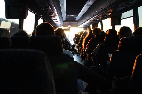 Charter bus interior